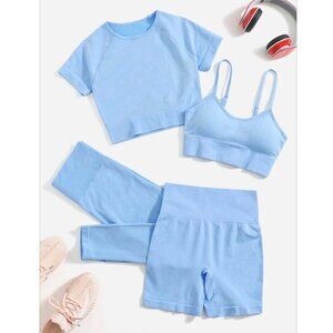 Four-Piece Workout Set with Leggings and Bike Shorts - Size 4/M